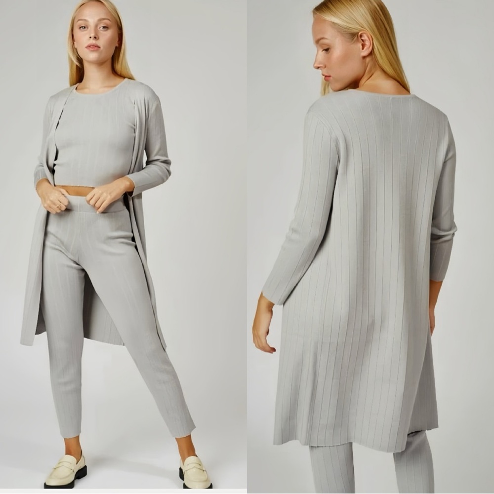 Silk & Salt 3 PIECE LUX LOUNGE STAYCATION SWEAT SET GREY NWT SM $175